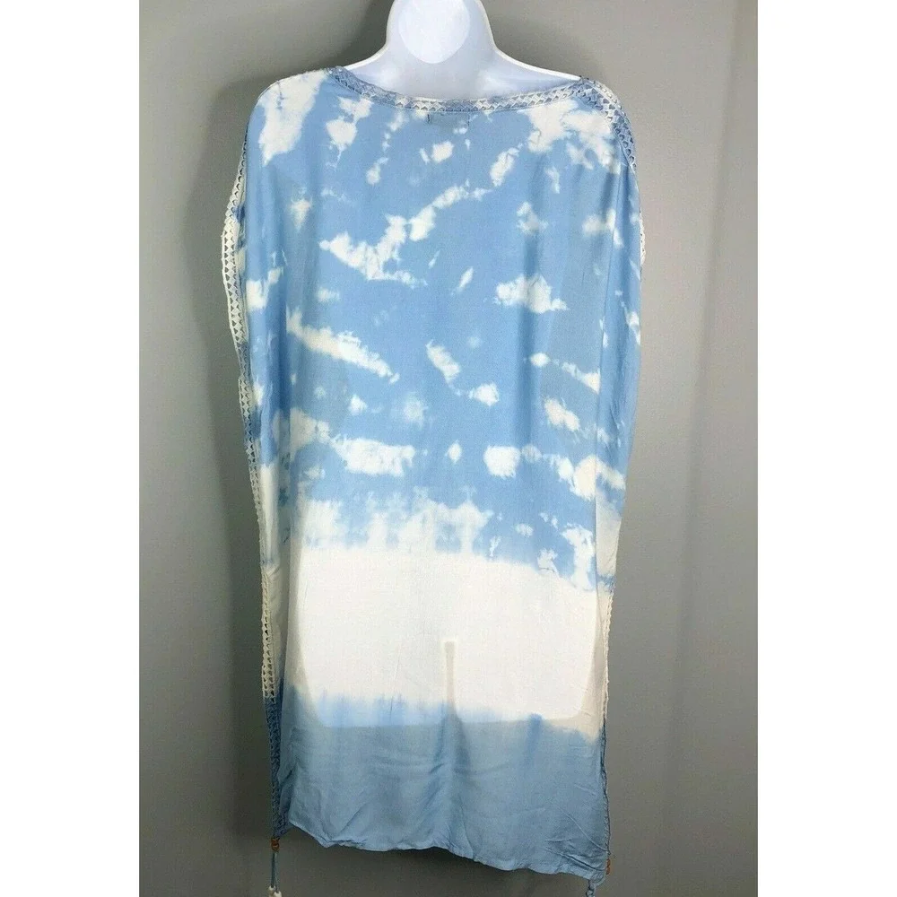 Raviya Tie-Dye Tunic Swimsuit Cover-Up Blue White‎ Women's Size Medium NEW